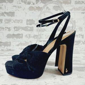 NEW Sam Edelman KRISTEN Black Suede PLlatform Heel Sandals X499